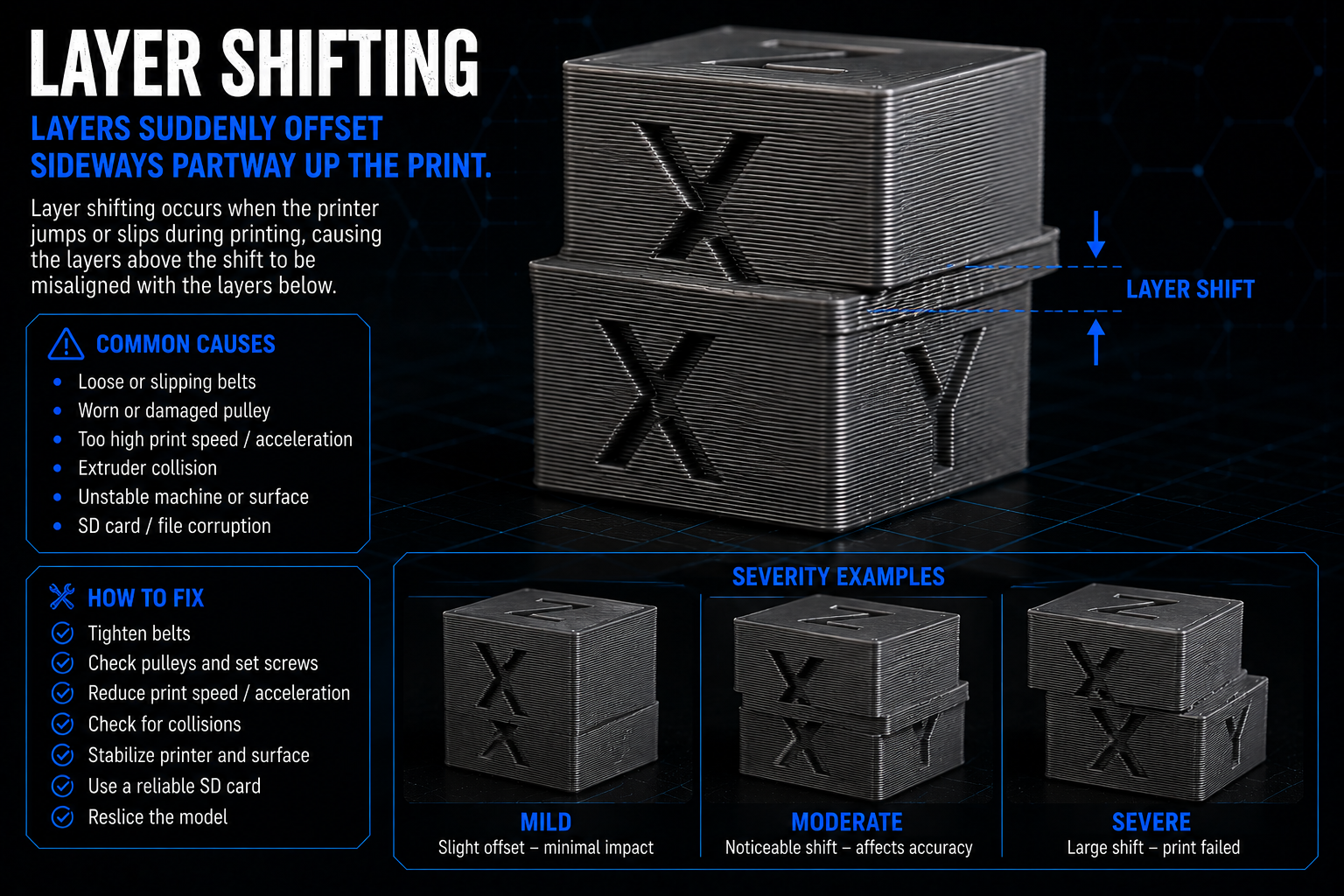 Example of Layer shifting on a 3D print